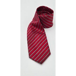 Firenze Mens Red Striped 100% Silk Necktie Classic Formal Business Tie